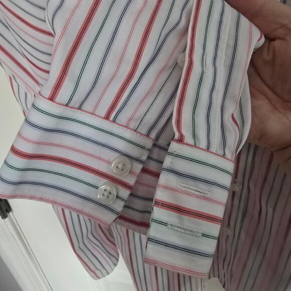 Lands' End Pinstripe Button Down Blouse Plus Size No Iron Cotton 20W - Picture 6 of 12